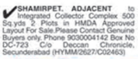 Shamirpet HMDA Approved Plots for Sale