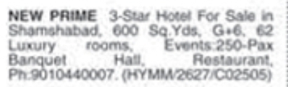 Shamshabad 3-Star Hotel for Sale