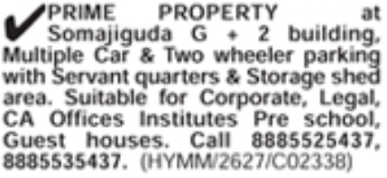 Somajiguda Prime Commercial Building for Rent
