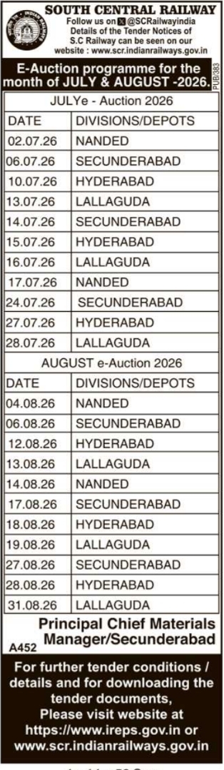 South Central Railway Scrap Disposal E-Auctions