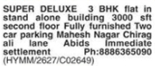 Super Deluxe 3 BHK Flat for Sale: Abids, Hyderabad