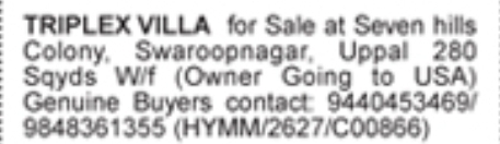 Triplex villa for Sale