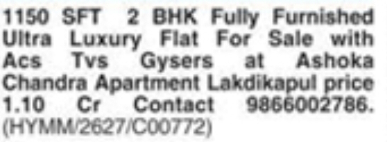 Ultra Luxury 2BHK Flat for Sale in Lakdikapul