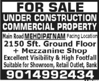 Under Construction Commercial Property for Sale in Mehdipatnam