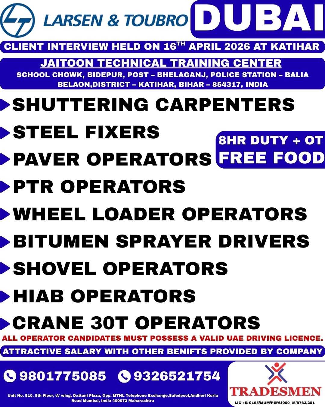 Urgent Hiring for Dubai