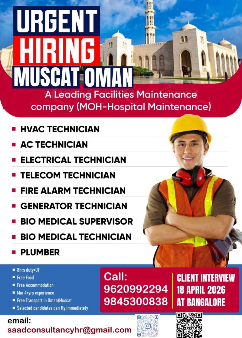 Urgent Hiring for Muscat