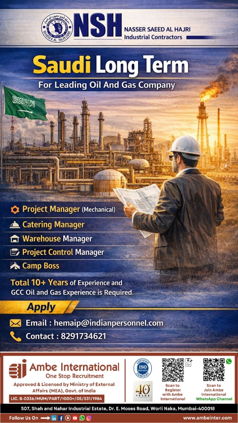 Urgent Hiring for Saudi Arabia