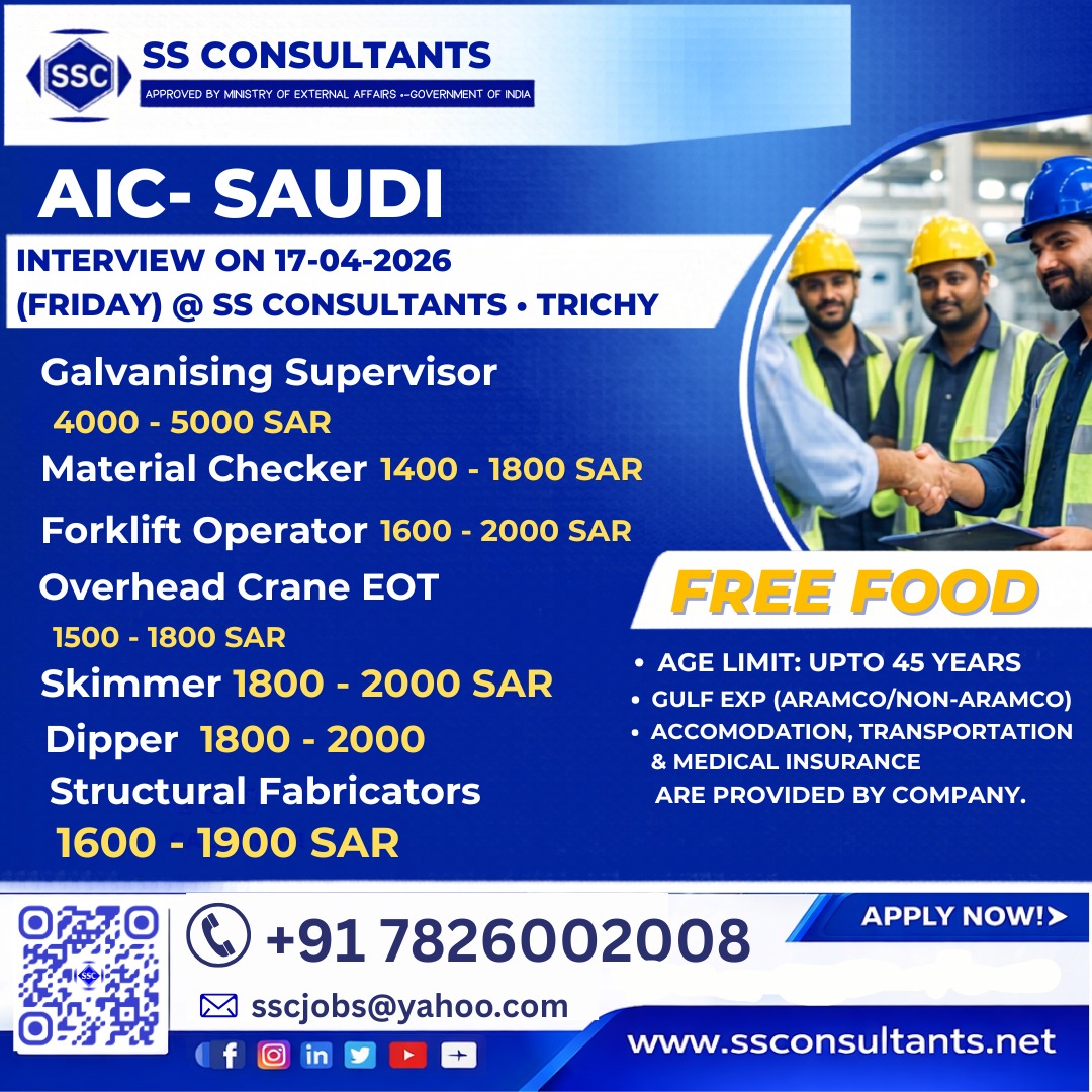 Urgent Hiring for Saudi Arabia
