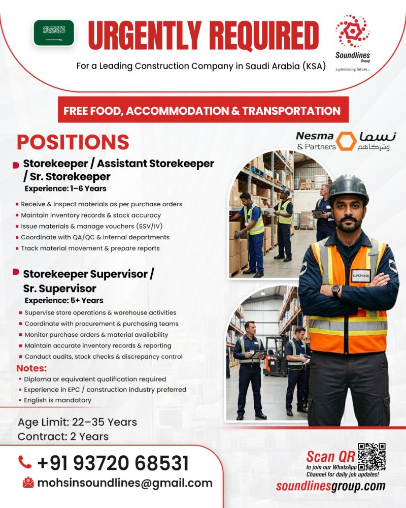 Urgent Requirement For Saudi Arabia