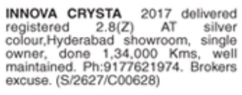 Used Car for Sale: Toyota Innova Crysta, Hyderabad