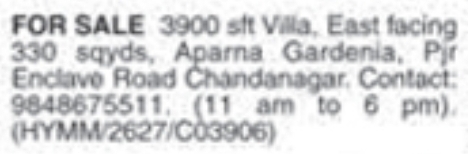 Villa for Sale: Chandanagar, Hyderabad