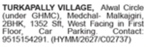 West-Facing 2 BHK Flat for Sale: Alwal Circle