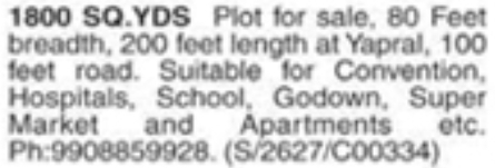 Yapral: Commercial/Residential Commercial Plot for Sale