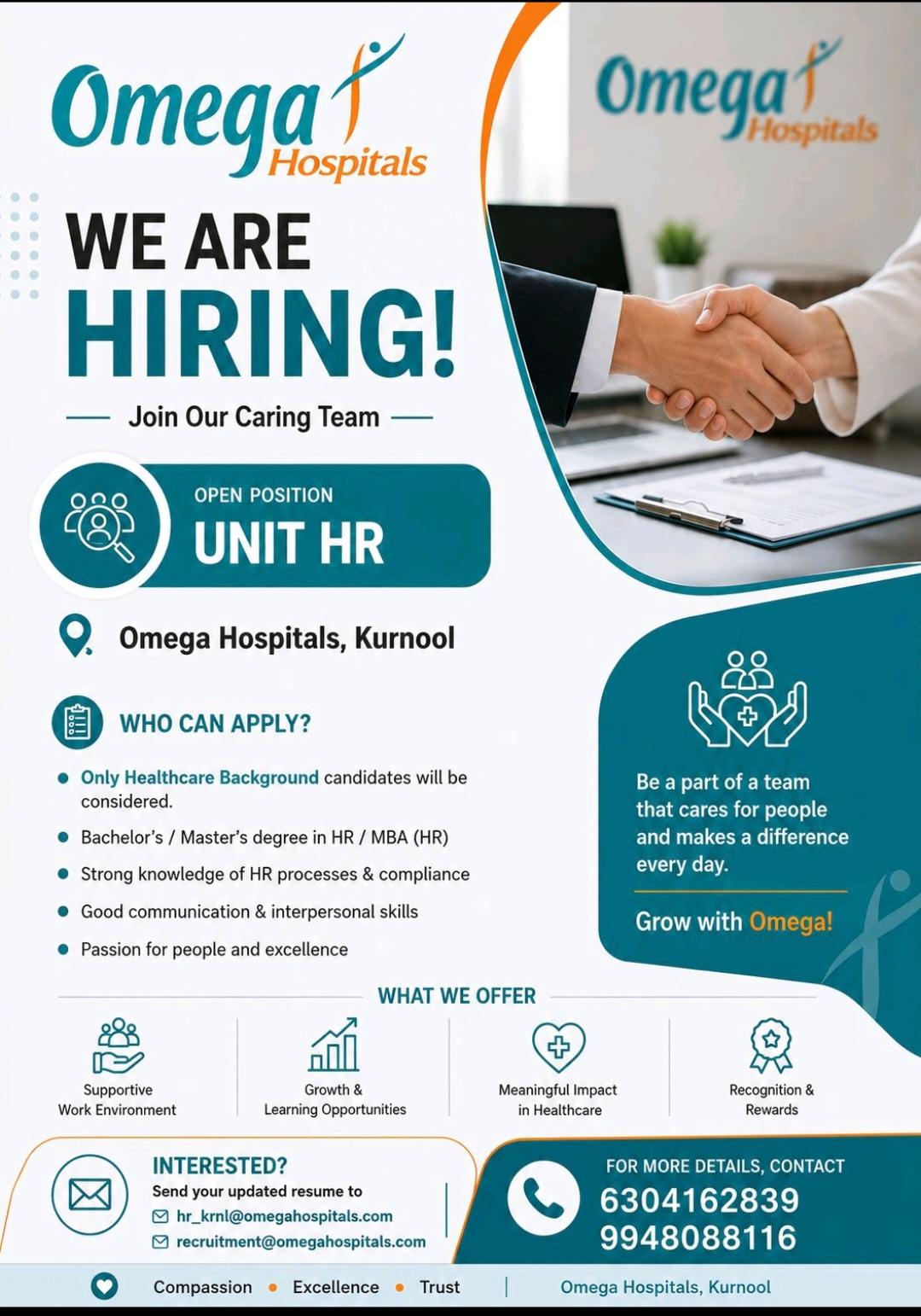 Omega hospital is hiring