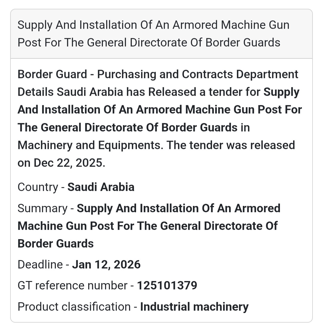 🛡️ Defense Infrastructure Equipment – Saudi Arabia 🇸🇦