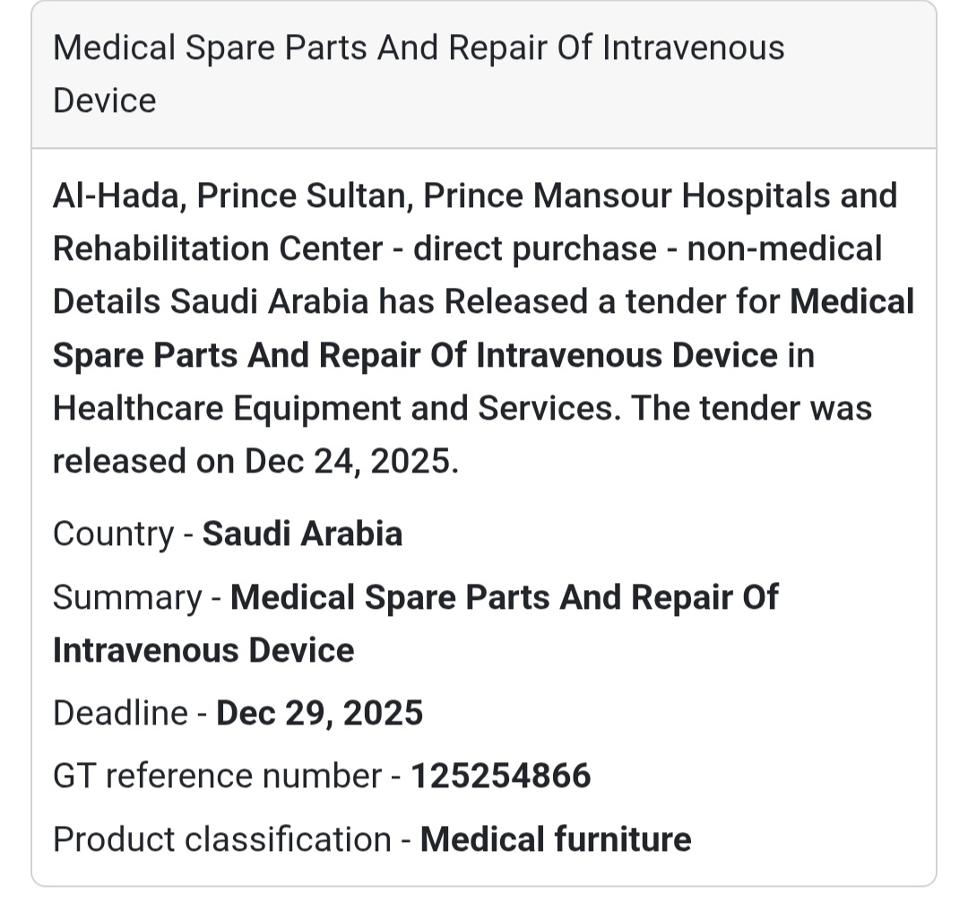 🩺 Medical Spare Parts & IV Device Repair – Saudi Arabia 🇸🇦