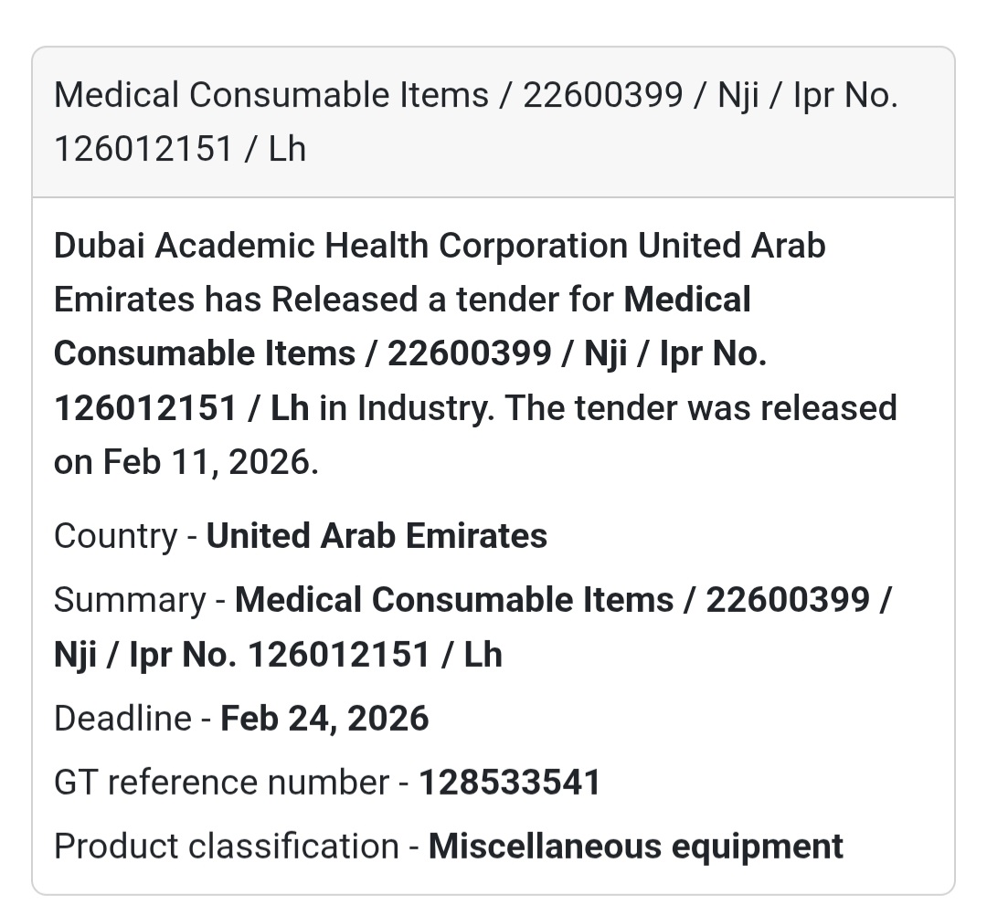 🏥 Medical Consumable Items – LH (22600399)